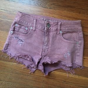 Mauve High waisted denim shorts
